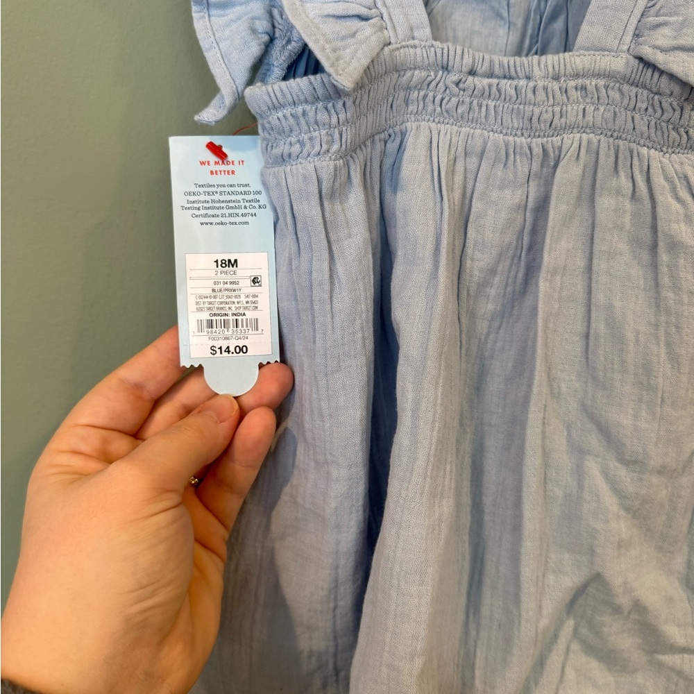 CAT & JACK sky blue dress with smocking - Picture 7 of 8
